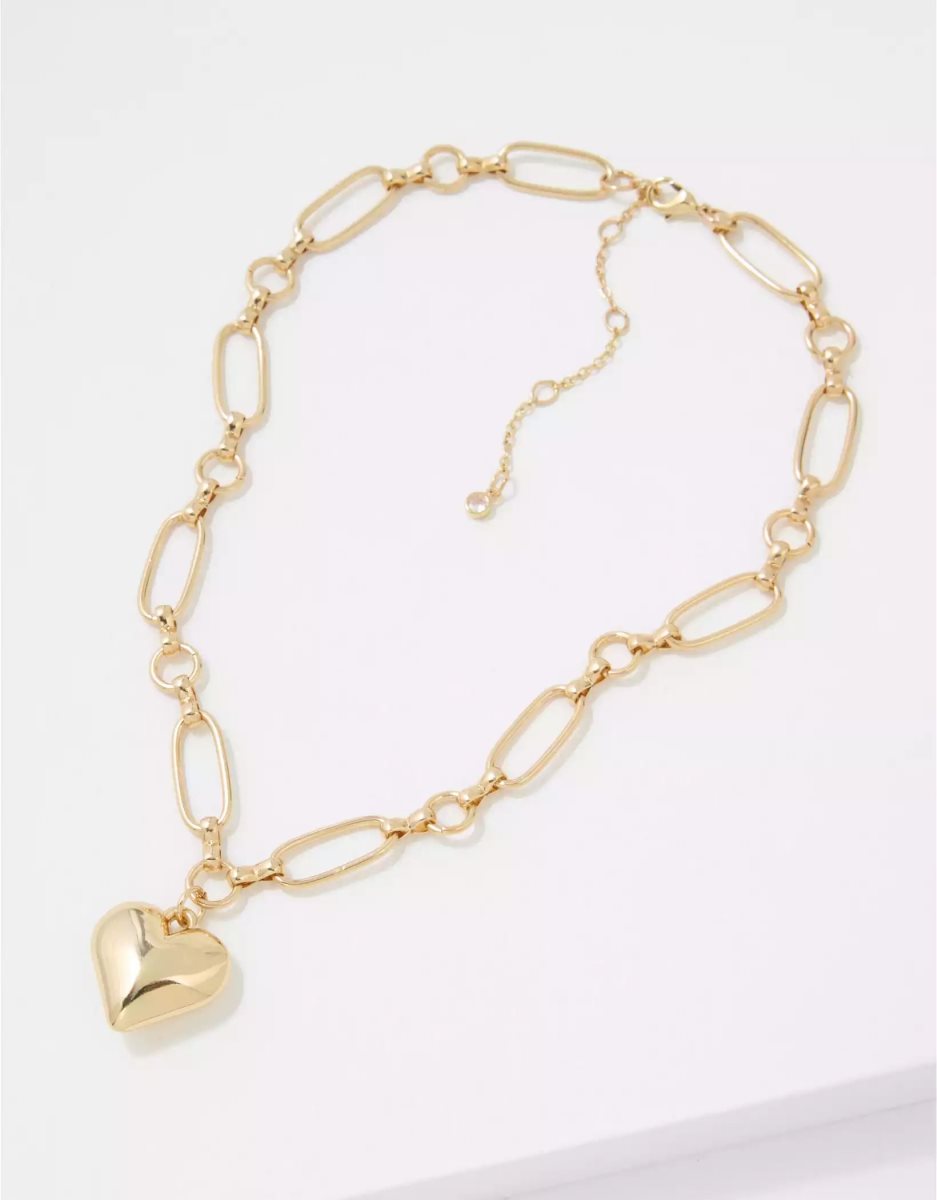 Bijoux American Eagle AEO Gold Chunky Heart Necklace Doré Femme | LRX-88451956